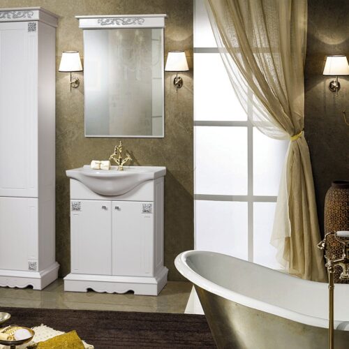 Набор мебели для ванной комнаты «Амелия» КМК 0455 (Серебро)